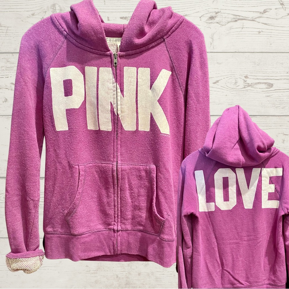 PINK Graphic Zip-Up Hoodie | S